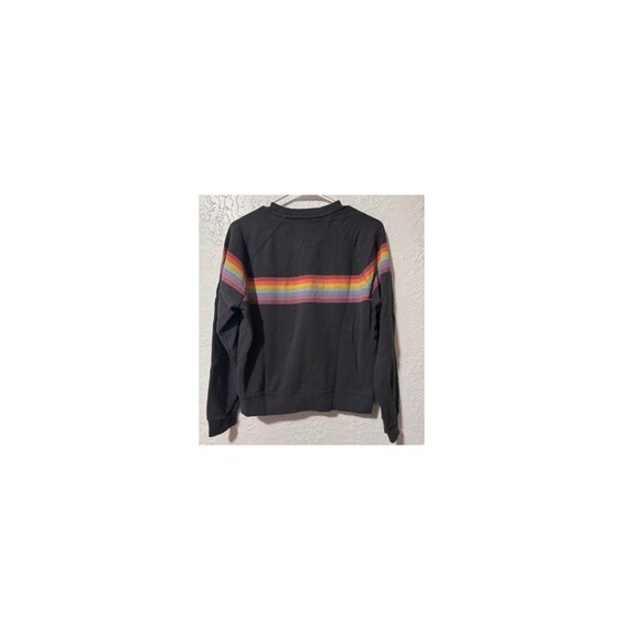 Marine Layer Anytime Sweatshirt Rainbow Stripe Washed Black Womens Medium - Picture 4 of 4